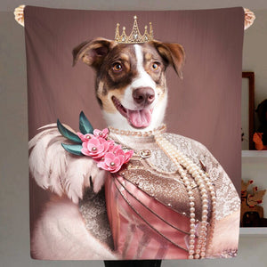 USA MADE Personalized Pet Blanket | The Red Rose - Personalized Pet Renaissance Dog Blanket with Picture, Pet Photo Throw, Dog Cat Mom Dad