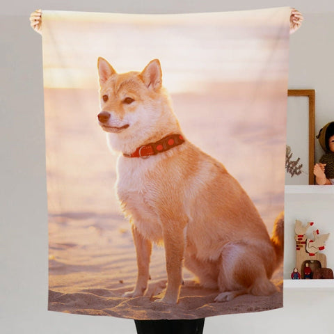 Image of USA MADE Personalized Pet Blanket | Custom Pet Print Fleece Blanket from Your Original Pet Photo, Pet Photo Throw, Dog Cat Mom Dad Gifts | C
