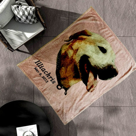 Image of USA MADE Personalized Pet Blanket | Custom Pet Face Print Fleece Blanket, Pet Photo Throw, Dog Cat Mom Dad Gifts | Custom Pet Lover Gifts
