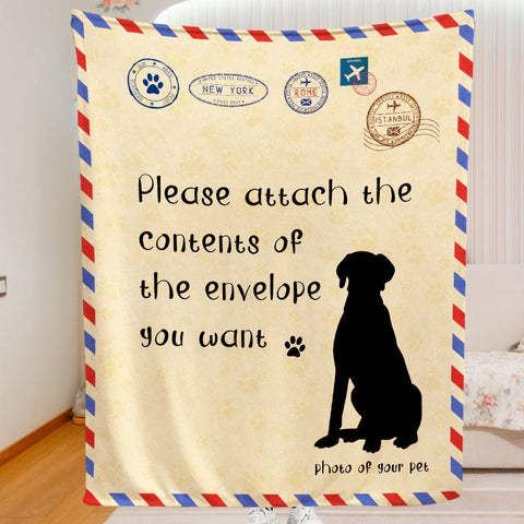 Image of USA MADE Personalized Pet Blanket | Personalized Handwritten Letter Blanket With Pet Photo for Pet Lovers, Pet Photo Throw, Dog Cat Mom Dad