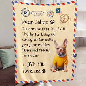 USA MADE Personalized Pet Blanket | Personalized Handwritten Letter Blanket With Pet Photo for Pet Lovers, Pet Photo Throw, Dog Cat Mom Dad