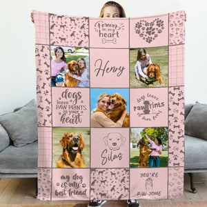 USA MADE Personalized Pet Blanket | Personalized Photo Dog Blanket Collage Blanket with Pet Name, Memorial Gifts for Pet Lovers, Pet Photo T