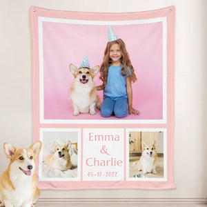 USA MADE Personalized Pet Blankete | Pet Picture Blanket Personalized with the Name, Personalized Pet Gifts, Pet Photo Throw, Dog Cat Mom Da
