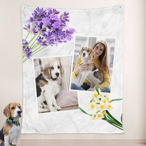 Image of USA MADE Personalized Pet Blanket | Personalized Dog Blankets with Names, Customized Pet Memorial Blankets with Photo, Pet Photo Throw, Dog