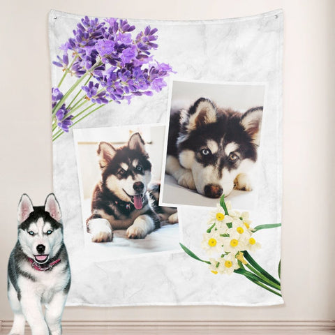 Image of USA MADE Personalized Pet Blanket | Personalized Dog Blankets with Names, Customized Pet Memorial Blankets with Photo, Pet Photo Throw, Dog