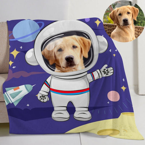 Image of USA MADE Personalized Pet Blanket | Custom Pet Space Blanket with Pet Face, Personalized Pet Photo Blanket for Pet Lovers, Pet Photo Throw,