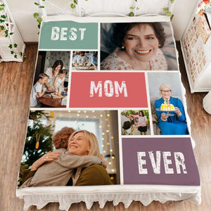USA MADE Personalized Pet Blanket | Best Mom Ever Custom Photo Blanket for Pet Mom, Pet Photo Throw, Dog Cat Mom Dad Gifts | Custom Pet Love