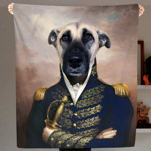 USA MADE Personalized Pet Blanket | The Noble - Personalized Dog Renaissance Blanket with Pet Face, Pet Photo Throw, Dog Cat Mom Dad Gifts |