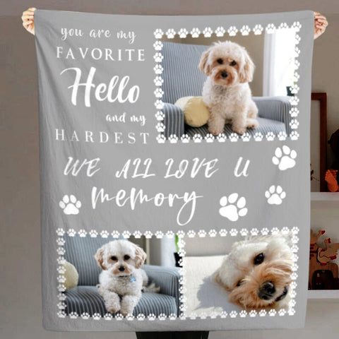 Image of USA MADE Personalized Pet Blanket | We All Love U Custom Pet Family Memory Collage Blanket, Pet Photo Throw, Dog Cat Mom Dad Gifts | Custom