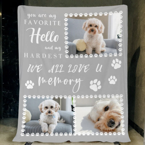 Image of USA MADE Personalized Pet Blanket | We All Love U Custom Pet Family Memory Collage Blanket, Pet Photo Throw, Dog Cat Mom Dad Gifts | Custom