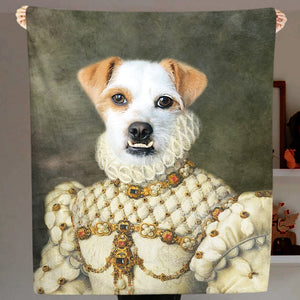 USA MADE Personalized Pet Fleece Blanket | The Princess - Custom Pet Renaissance Dog Blanket Personalized W Photo, Pet Photo Throw, Dog Cat