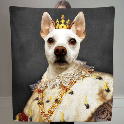 Image of USA MADE Personalized Pet Fleece Blanket | The Princess - Custom Pet Renaissance Dog Blanket Personalized W Photo, Pet Photo Throw, Dog Cat