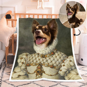 USA MADE Personalized Pet Fleece Blanket | The Princess - Custom Pet Renaissance Dog Blanket Personalized W Photo, Pet Photo Throw, Dog Cat