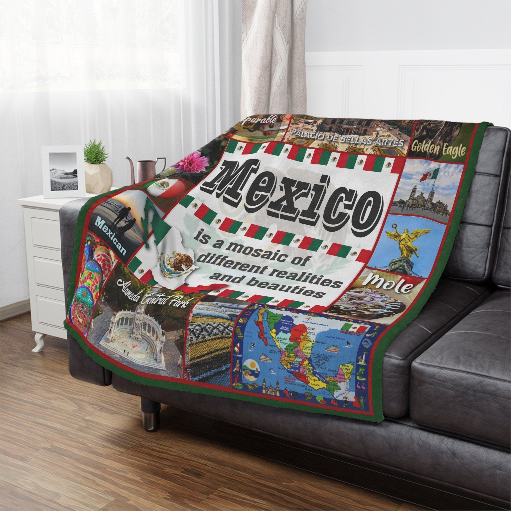 Personalized MEXICO Custom Blanket, Minky Blanket, Fleece Blanket, Sherpa Blanket, Throw Blanket, Gift for Mom Dad Her Him Kids, Christmas Gift