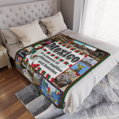 Image of USA Print MEXICO Custom Blanket, Minky Blanket, Fleece Blanket, Sherpa Blanket, Throw Blanket, Gift for Mom Dad Her Him Kids, Christmas Gift