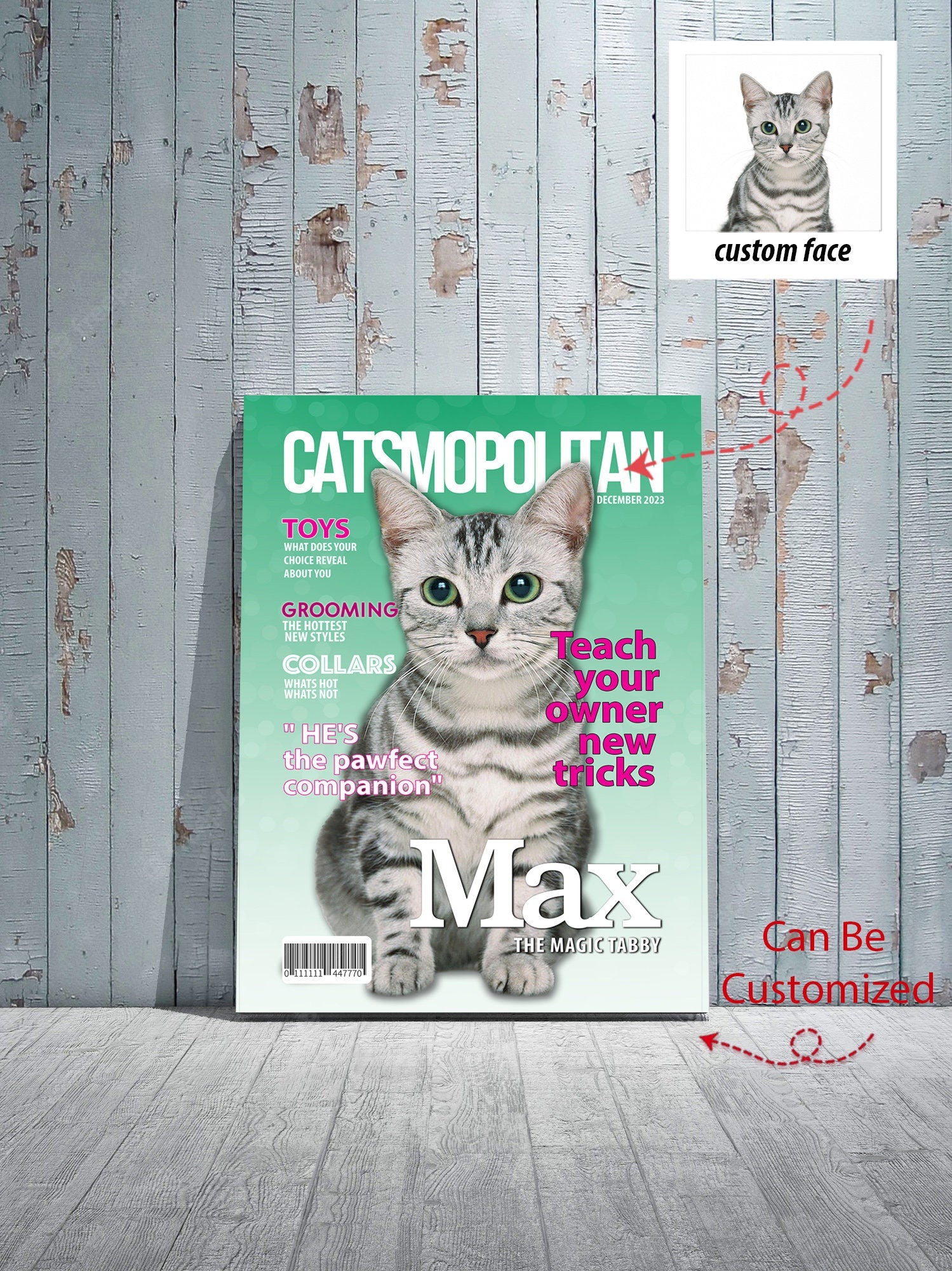 Catmopolitan Personalized Pet Poster Canvas Print | Personalized Dog Cat Prints | Magazine Covers | Custom Pet Portrait Poster