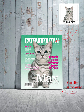 Image of Catmopolitan Personalized Pet Poster Canvas Print | Personalized Dog Cat Prints | Magazine Covers | Custom Pet Portrait Poster