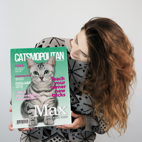 Image of Catmopolitan Personalized Pet Poster Canvas Print | Personalized Dog Cat Prints | Magazine Covers | Custom Pet Portrait Poster