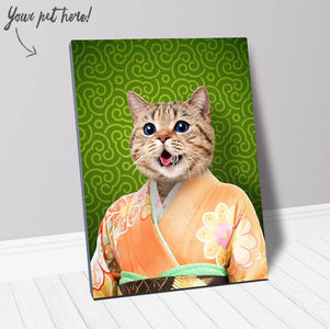 USA MADE Personalized Pet Portrait on Canvas, Poster or Digital Download | Orenjisan - Japanese Geisha & Kimono Inspired Custom Pet Portrait
