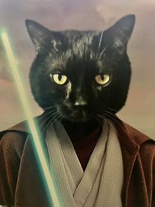 USA MADE Personalized Pet Portrait on Canvas, Poster or Digital Download | Obi Have - Jedi Obi Wan Kenobi & Star Wars Inspired Custom Pet Po