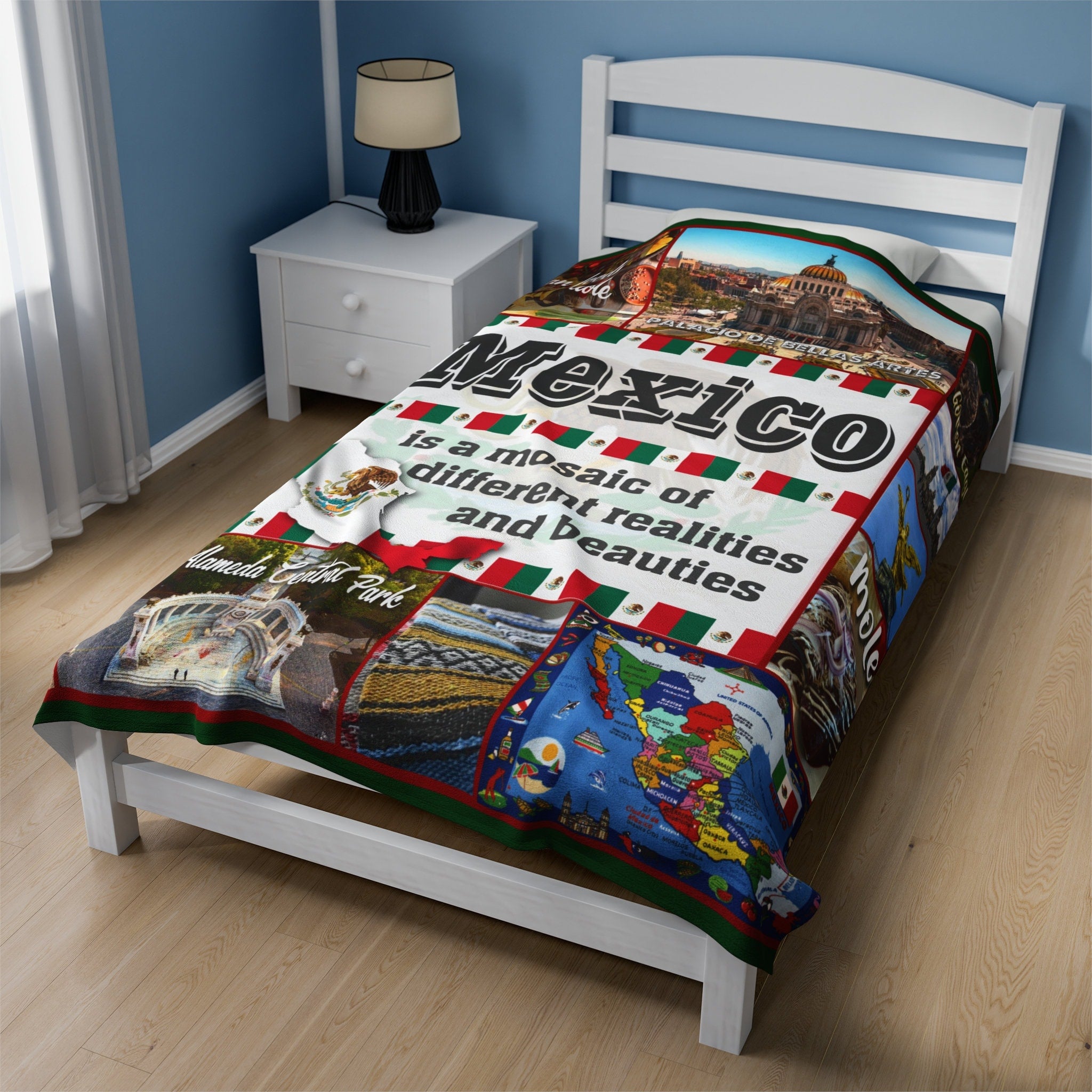 Personalized MEXICO Custom Blanket, Minky Blanket, Fleece Blanket, Sherpa Blanket, Throw Blanket, Gift for Mom Dad Her Him Kids, Christmas Gift