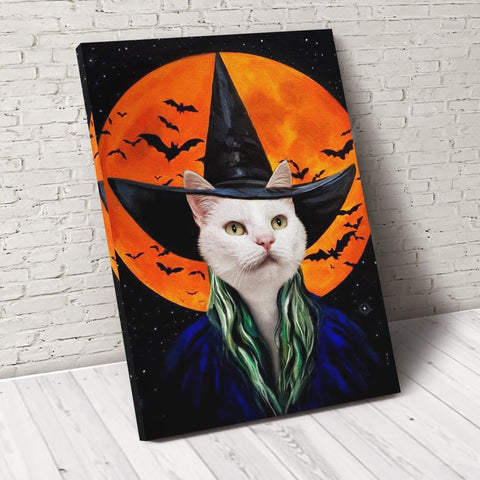 Image of USA MADE The Bloodmoon Witch Custom Pet Portrait Customized | Personalized Pet Portrait Canvas, Poster, Digital Download Wallarts | Put Your