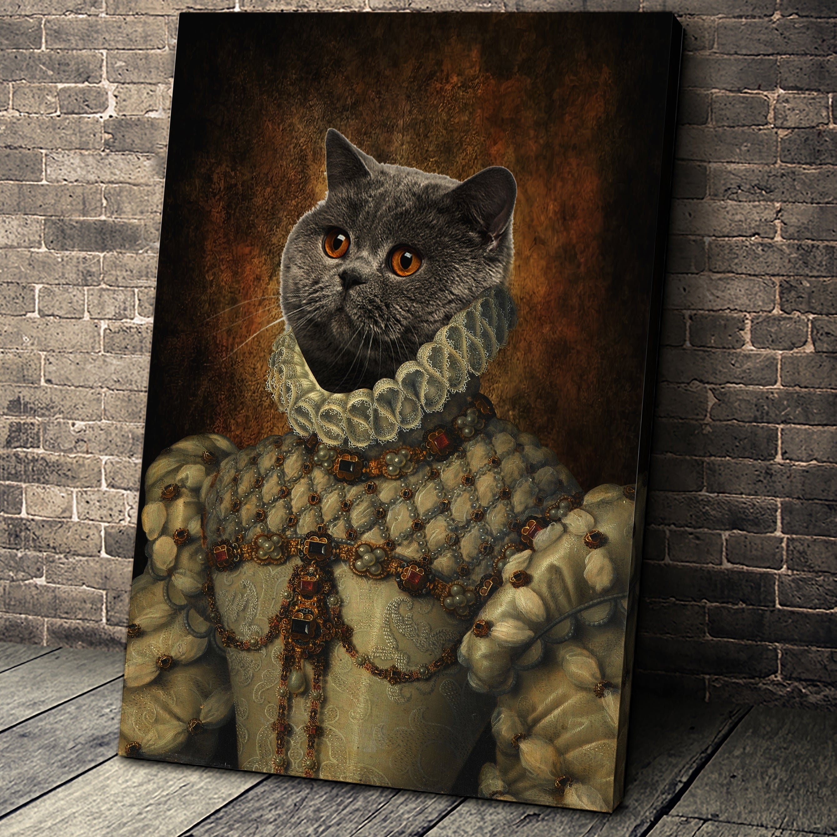 USA MADE Queen Elizabeth Custom Pet Portrait Personalized Dog Cat Canvas, Poster, Digital Download Wallarts | Customized Pet Gifts