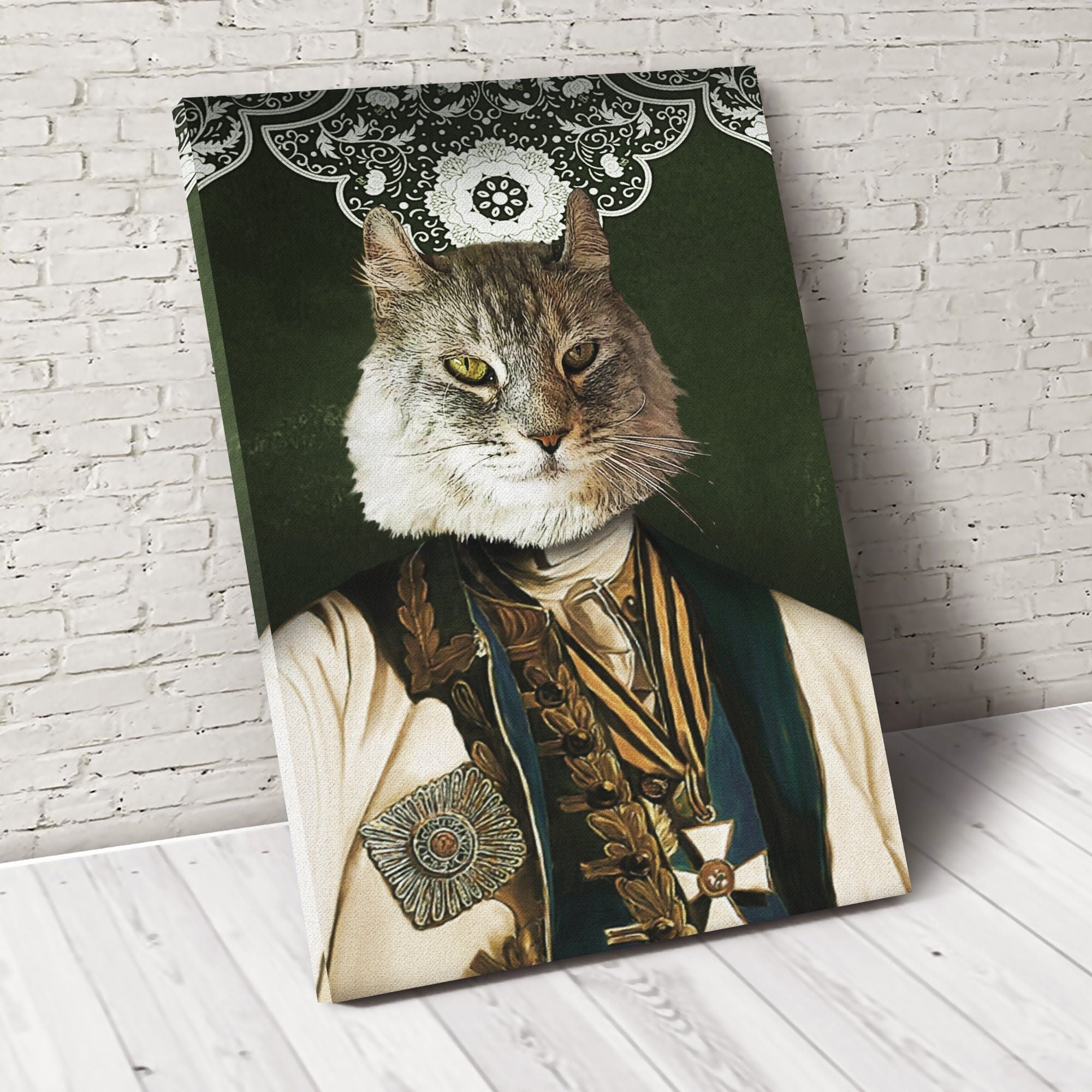 USA MADE The Ambassador Custom Pet Portrait Personalized Dog Cat Canvas, Poster, Digital Download Wallarts | Customized Pet Gifts
