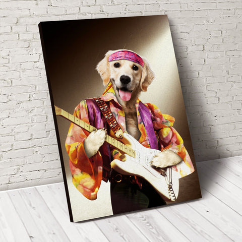 Image of USA MADE The Rock Star Custom Pet Portrait Personalized Dog Cat Canvas, Poster, Digital Download Wallarts | Customized Pet Gifts