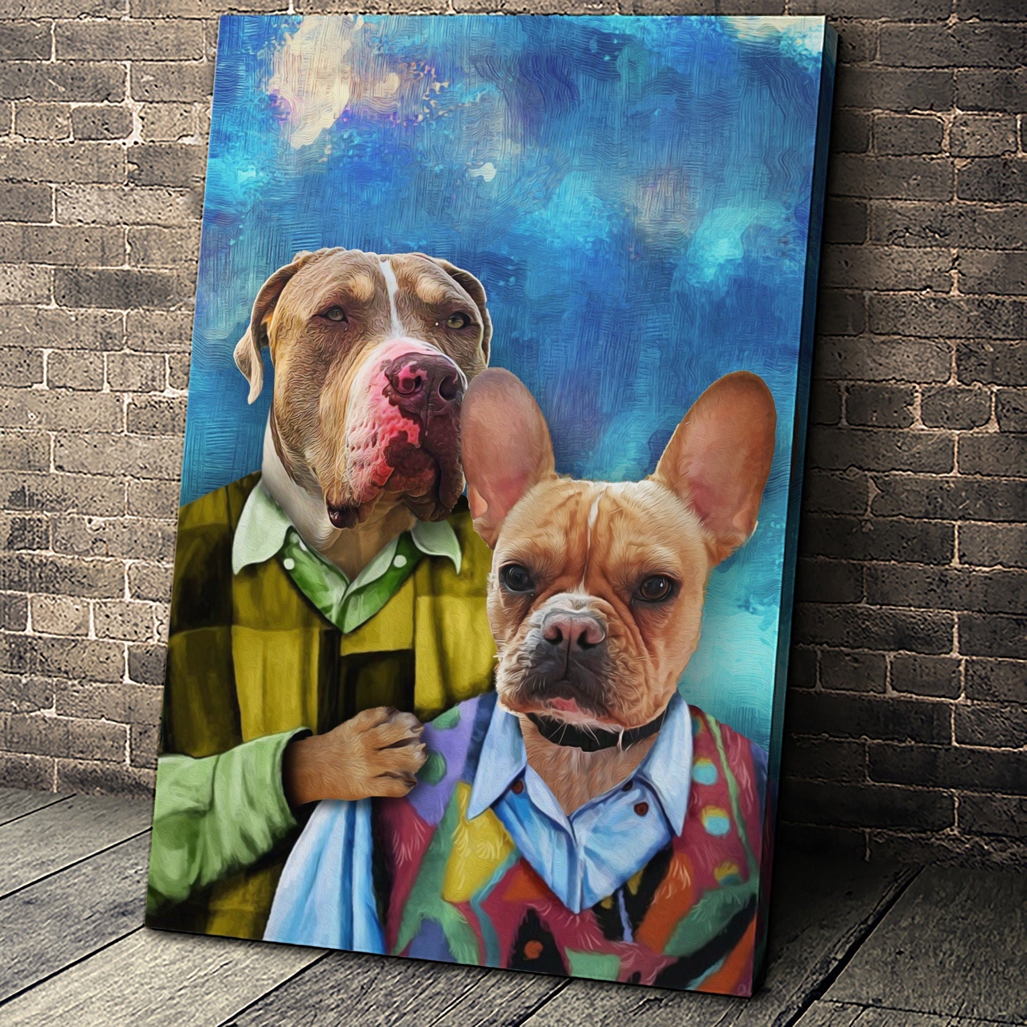 USA MADE The Brothers Custom Pet Portrait Personalized Dog Cat Canvas, Poster, Digital Download Wallarts | Customized Pet Gifts