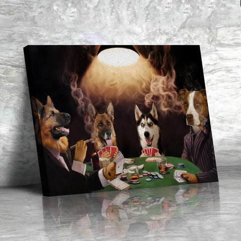 Image of USA MADE The Poker Players Custom Pet Portrait Personalized Dog Cat Canvas, Poster, Digital Download Wallarts | Customized Pet Gifts