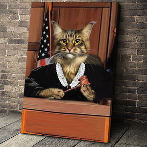 USA MADE The Judge Custom Pet Portrait Personalized Dog Cat Canvas, Poster, Digital Download Wallarts | Customized Pet Gifts