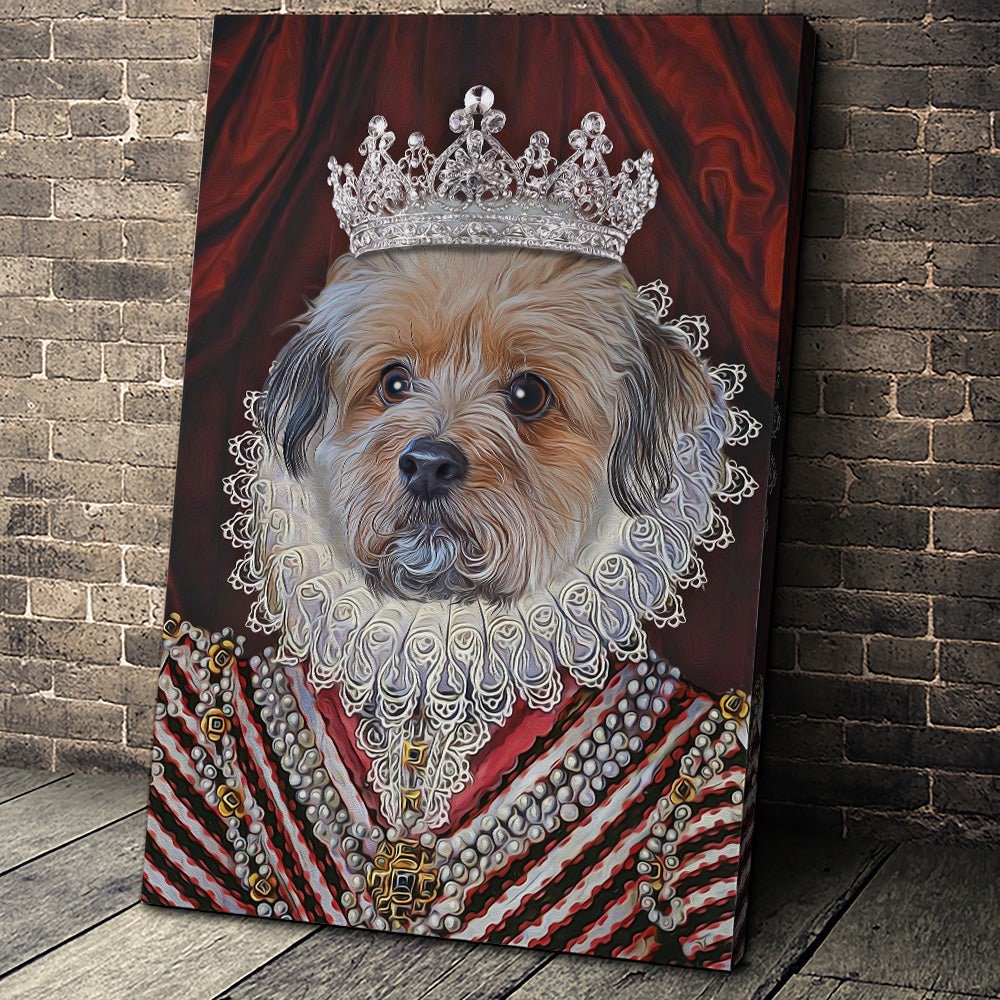 USA MADE The Diamond Queen Custom Pet Portrait Personalized Dog Cat Canvas, Poster, Digital Download Wallarts | Customized Pet Gifts