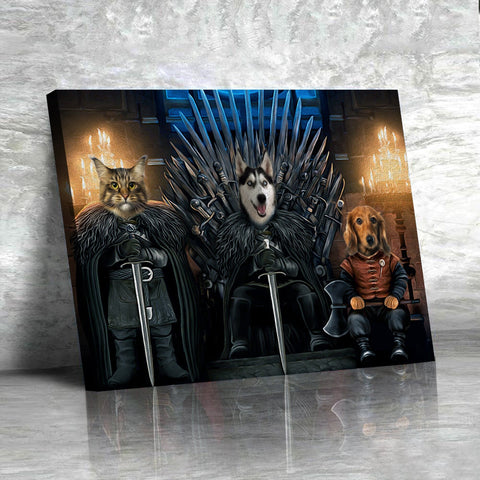 Image of USA MADE The Iron Paw Throne Custom Pet Portrait Personalized Dog Cat Canvas, Poster, Digital Download Wallarts | Customized Pet Gifts