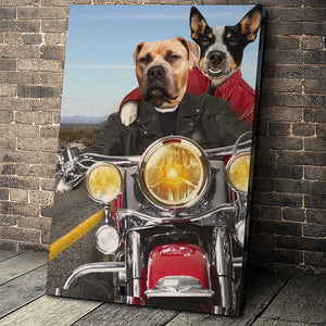 USA MADE Harley-Pawson Couple Custom Pet Portrait Customized | Personalized Pet Portrait Canvas, Poster, Digital Download Wallarts | Put You