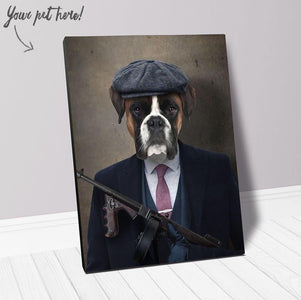 USA MADE Personalized Pet Portrait on Canvas, Poster or Digital Download | Big Jobs - Peaky Blinders & Gangster Inspired Custom Pet Portrait