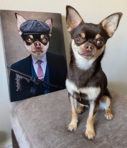 Image of USA MADE Personalized Pet Portrait on Canvas, Poster or Digital Download | Big Jobs - Peaky Blinders & Gangster Inspired Custom Pet Portrait