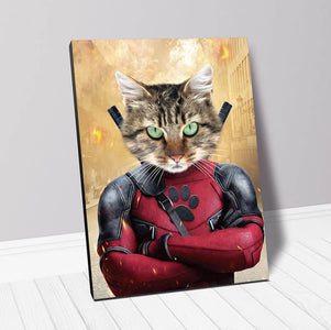 USA MADE Personalized Pet Portrait on Canvas, Poster or Digital Download | Dead Cool - Dead Pool Superhero Inspired Custom Pet Portrait Canv
