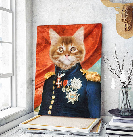 Image of USA MADE Personalized Royal Pet Portrait | The Commander Custom Pet Pawtrait Canvas, Poster, Digital Download