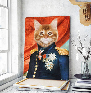 USA MADE Personalized Royal Pet Portrait | The Commander Custom Pet Pawtrait Canvas, Poster, Digital Download