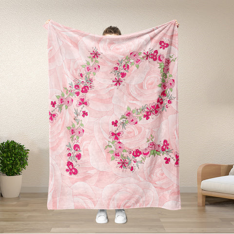 Image of USA Printed Custom Blanket, 12 Year Old Girl Blanket, Pink Rose Blanket, Birthday Blanket, Personalized Blanket Fleece Blanket, Gift for her