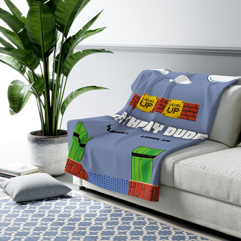 Image of USA Printed Custom Blanket, Birthday Dude Blanket, Game Blanket, Level Up Blanket, Personalized Blanket, Gift for Her Him