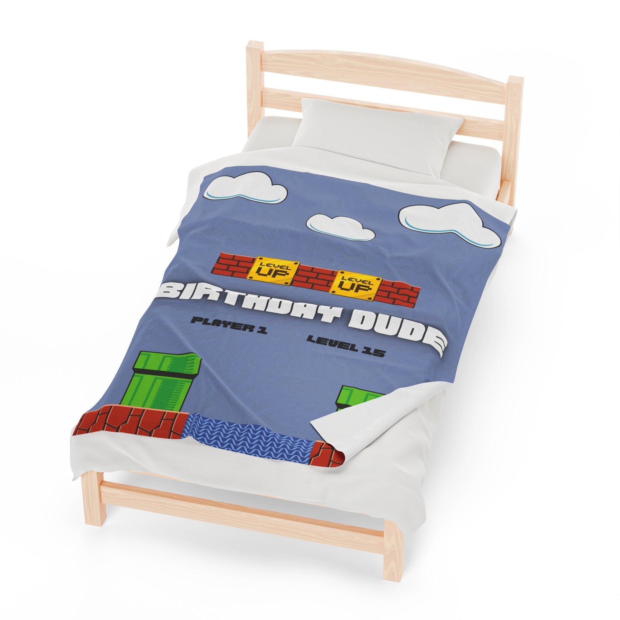 USA Printed Custom Birthday Blanket, Birthday Dude Blanket, Game Blanket, Level Up Blanket, Personalized Blanket, Gift for Her Him, Birthday Gifts