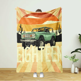 USA Printed Custom Birthday Blanket | 18 Year Old Blanket, Truck Blanket, Personalized Blanket, Gift for Her, Gift for Him, Birthday Gifts