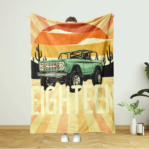 Image of USA Printed Custom Birthday Blanket | 18 Year Old Blanket, Truck Blanket, Personalized Blanket, Gift for Her, Gift for Him, Birthday Gifts