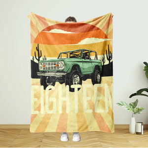 USA Printed Custom Birthday Blanket | 18 Year Old Blanket, Truck Blanket, Personalized Blanket, Gift for Her, Gift for Him, Birthday Gifts