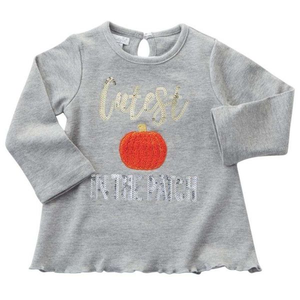 Mud Pie Baby Girls' Toddler Halloween Pumpkin Cutest IN THE PATCH Shirt / Tunic